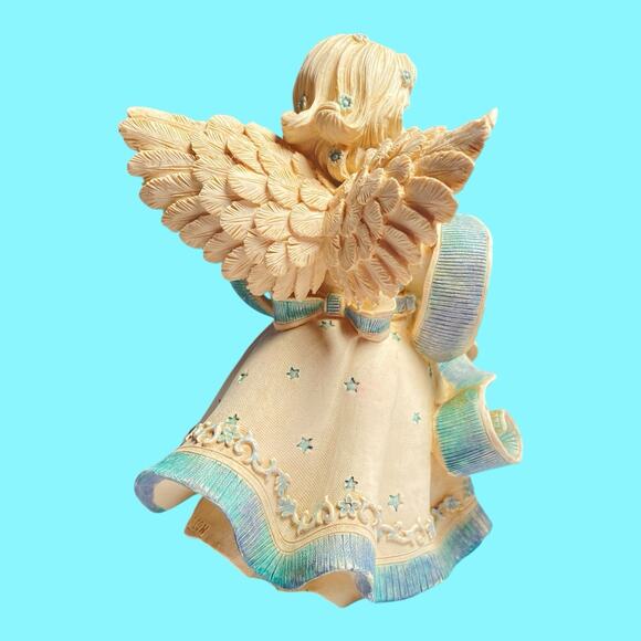 Sarahs Angels Collection Anna Tea Light Candle Holder Cream Blue Christmas Angel - Picture 3 of 9